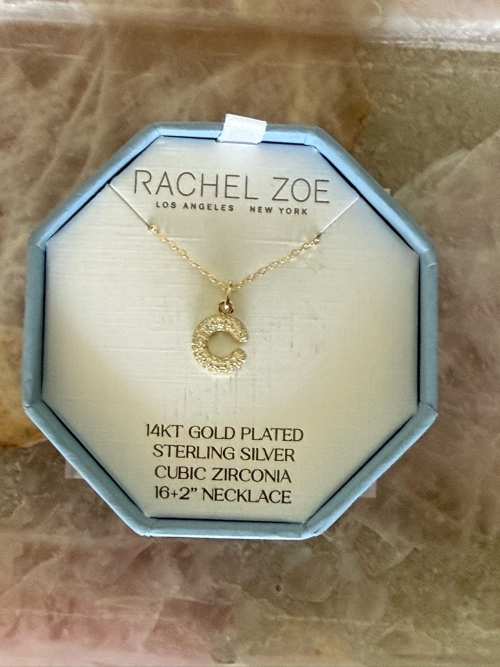 Rachel Zoe Sterling silver Gold Plated 'C' Initial Necklace